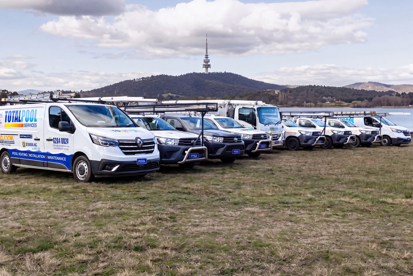 Total Pool Services fleet at Black Mountain Canberra